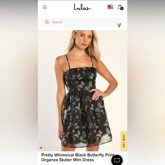 NWT Lulu’s whimsical black butterfly dress size XL - Picture 2 of 7